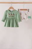 Green Duck guack guack Ruffle Gingham Bloomer Set