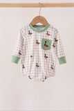 Green Duck Embroidery Gingham Bubble