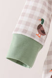 Green Duck Embroidery Gingham Bubble