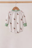 Green Duck Embroidery Gingham Bubble