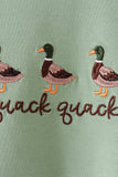 Green Duck guack guack Embroidery Romper