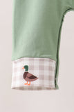 Green Duck guack guack Embroidery Romper