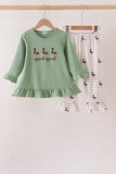 Green Duck guack guack Embroidery Ruffle Pants Set