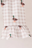 Green Duck guack guack Embroidery Ruffle Pants Set