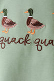 Green Duck uack guack Embroidery Gingham Pants set