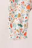 Fall pumpkin embroidery leaves romper