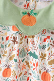 Fall pumpkin embroidery leaves bloomer set