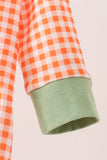 Orange pumpkin embroidery gingham bubble