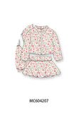 Pink floral print skorts set