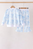 Blue floral print mom&me pants set