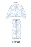Blue floral print mom&me pants set