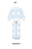 Blue floral bow checkered mom&me pants set