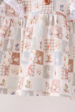 Khaki farm checkered ruffle bloomer set