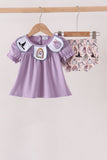 Purple spooky embroidery bloomer set