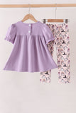 Purple spooky embroidery pants set