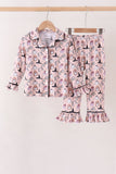 Pink Spooky print bamboo pajama set