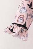 Pink Spooky print bamboo pajama set