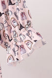 Pink Spooky print ruffle tiered mom dress