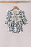 Vintage Floral Smocked Ruffle Bubble