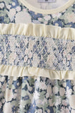 Vintage Floral Smocked Ruffle Bubble
