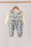 Vintage Floral Smocked Ruffle Romper Set