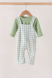 Sage plaid 2pc romper set