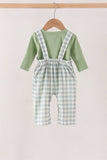 Sage plaid 2pc romper set