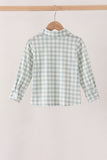 Sage plaid pocket button down shirt