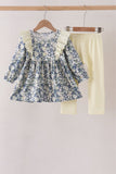 Vintage Floral Ruffle Pants Set