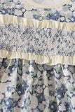 Vintage Floral Smocked Ruffle Dress