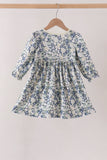 Vintage Floral Smocked Ruffle Dress