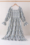Vintage Floral Smocked Mom Dress