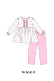 Pink floral ruffle pants set