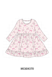 Pink floral bow ruffle dress