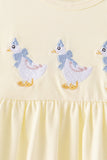 Beige goose embroidery ruffle pants set