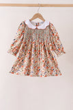 Coral floral smocked dress