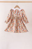 Coral floral smocked dress