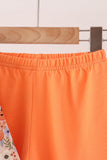 Coral floral smocked pants set