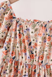 Coral floral tiered mom dress