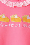 Pink sweet as pie embroidery ruffle pants set