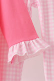 Pink sweet as pie embroidery ruffle pants set