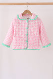 Pink hydrangea gingham ruffle jacket
