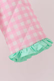 Pink hydrangea gingham ruffle jacket