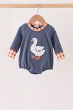 Navy goose applique bubble