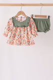 Green floral ruffle bloomer set