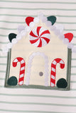 Red gingerbread house applique stripe ruffle pants set