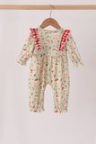 Goose embroidery ruffle bow romper