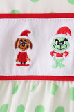 Green grinch embroidery dot bloomer set