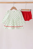 Green grinch embroidery dot bloomer set