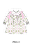 Pink Santa Bow Embroidery Dress